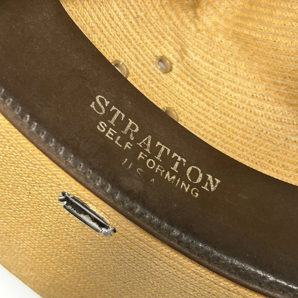 Stratton Hats Campaign Hat Tan Mens 7 3/8 Straw Drill Sergeant Ranger Uniform